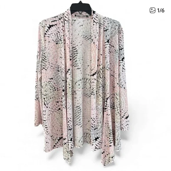 Kasper Stylish Pink and Gray Patterned Cardigan size large drape - Picture 1 of 6